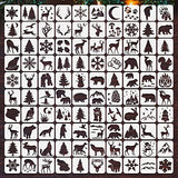 100 Pieces Winter Forest Stencil Template for Painting Reusable Drawing Stencils Animal Plant Stencil, Stencils for Painting on Wood Craft Supplies Sinmoe