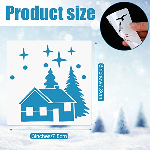 100 Pieces Winter Forest Stencil Template for Painting Reusable Drawing Stencils Animal Plant Stencil, Stencils for Painting on Wood Craft Supplies Sinmoe