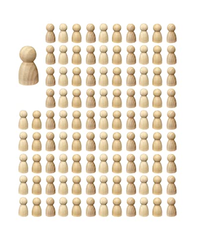 100 Pieces Wood Peg Dolls Unfinished Wooden People Craft Blank Family Figures 5/8 x 1-1/4 inch Cregugua