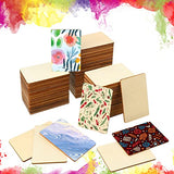 100 Pieces Wood Rectangles for Crafts 3 x 2 Inch Blank Wood Pieces Unfinished Wood Blanks Round Corner Wooden Cutout Tile Small Wooden Sheets for DIY Hoteam