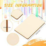 100 Pieces Wood Rectangles for Crafts 3 x 2 Inch Blank Wood Pieces Unfinished Wood Blanks Round Corner Wooden Cutout Tile Small Wooden Sheets for DIY Hoteam