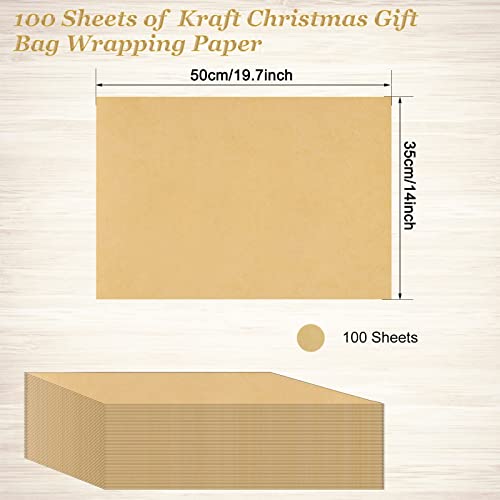 100 Sheets Kraft Tissue Paper - Artdly 14 x 20 Inches Recyclable Brown Wrapping Paper Bulk for Weddings Birthday DIY Project Christmas Gift Wrapping Artdly