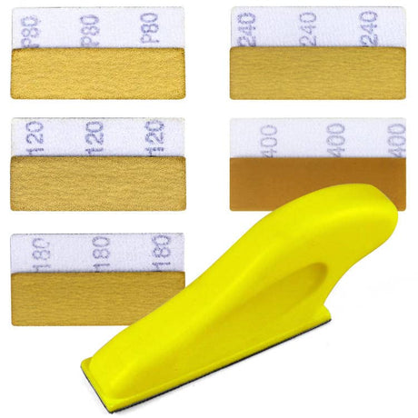 100 Sheets Micro Sander Kit 3.5” x 1” Mini Sander for Small Projects, Detail Handle Sanding Tools + Sandpaper 80 120 180 240 400 Grit for DIY Crafts POLIWELL