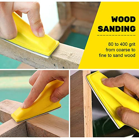100 Sheets Micro Sander Kit 3.5” x 1” Mini Sander for Small Projects, Detail Handle Sanding Tools + Sandpaper 80 120 180 240 400 Grit for DIY Crafts POLIWELL