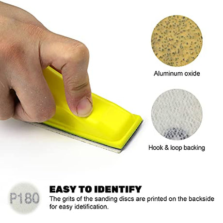 100 Sheets Micro Sander Kit 3.5” x 1” Mini Sander for Small Projects, Detail Handle Sanding Tools + Sandpaper 80 120 180 240 400 Grit for DIY Crafts POLIWELL
