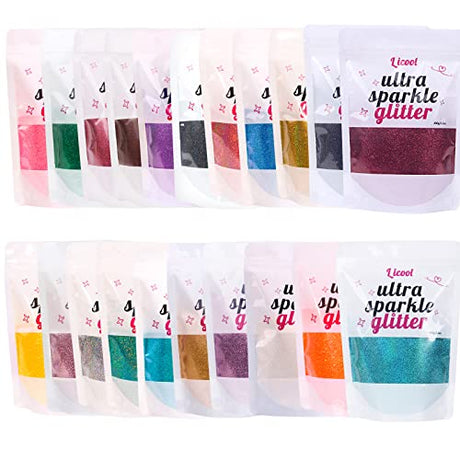 100g/3.5oz Pack Iridescent Rainbow Fine Glitter for DIY Craft, Extra Fine Glitter for Epoxy Resin, Glitter for Tumbler Candle Making, Festival LICOOL GLITTER
