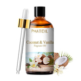 100ML/3.38fl.oz Coconut & Vanilla Fragrance Oils, PHATOIL Coconut & Vanilla Oil for Diffuser, Humidifier, Scented Oils for DIY Soap, Candle Making with Premium Glass Dropper PHATOIL
