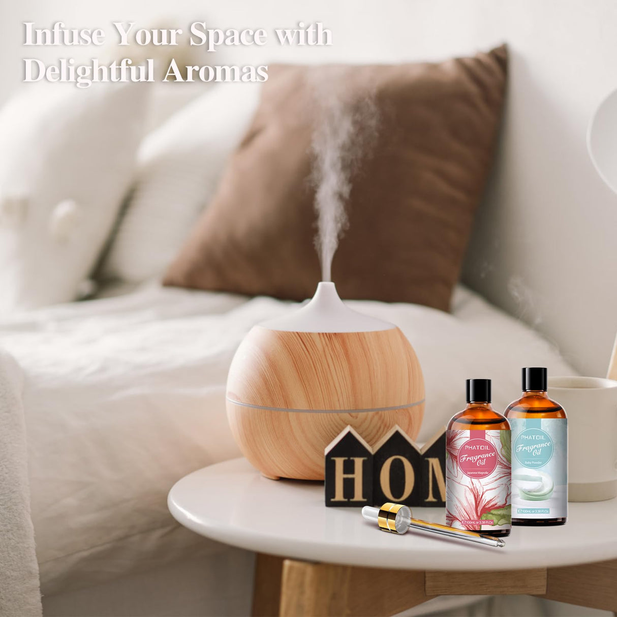 100ML/3.38fl.oz Coconut & Vanilla Fragrance Oils, PHATOIL Coconut & Vanilla Oil for Diffuser, Humidifier, Scented Oils for DIY Soap, Candle Making with Premium Glass Dropper PHATOIL