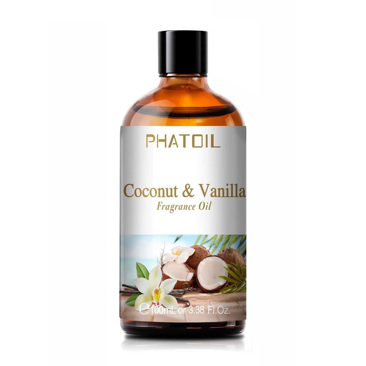 100ML/3.38fl.oz Coconut & Vanilla Fragrance Oils, PHATOIL Coconut & Vanilla Oil for Diffuser, Humidifier, Scented Oils for DIY Soap, Candle Making with Premium Glass Dropper PHATOIL