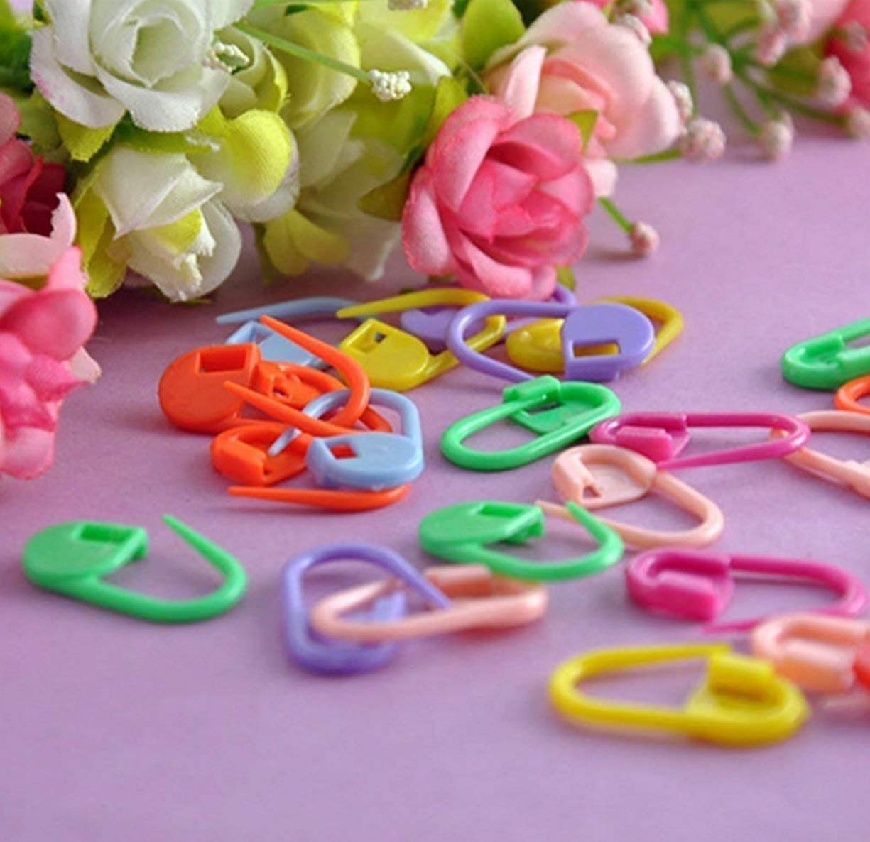 100PC Mix Color Knitting Stitch Counter Crochet Locking Stitch Markers Stitch Needle Clip Knitting Crochet Markers (100) HiMo