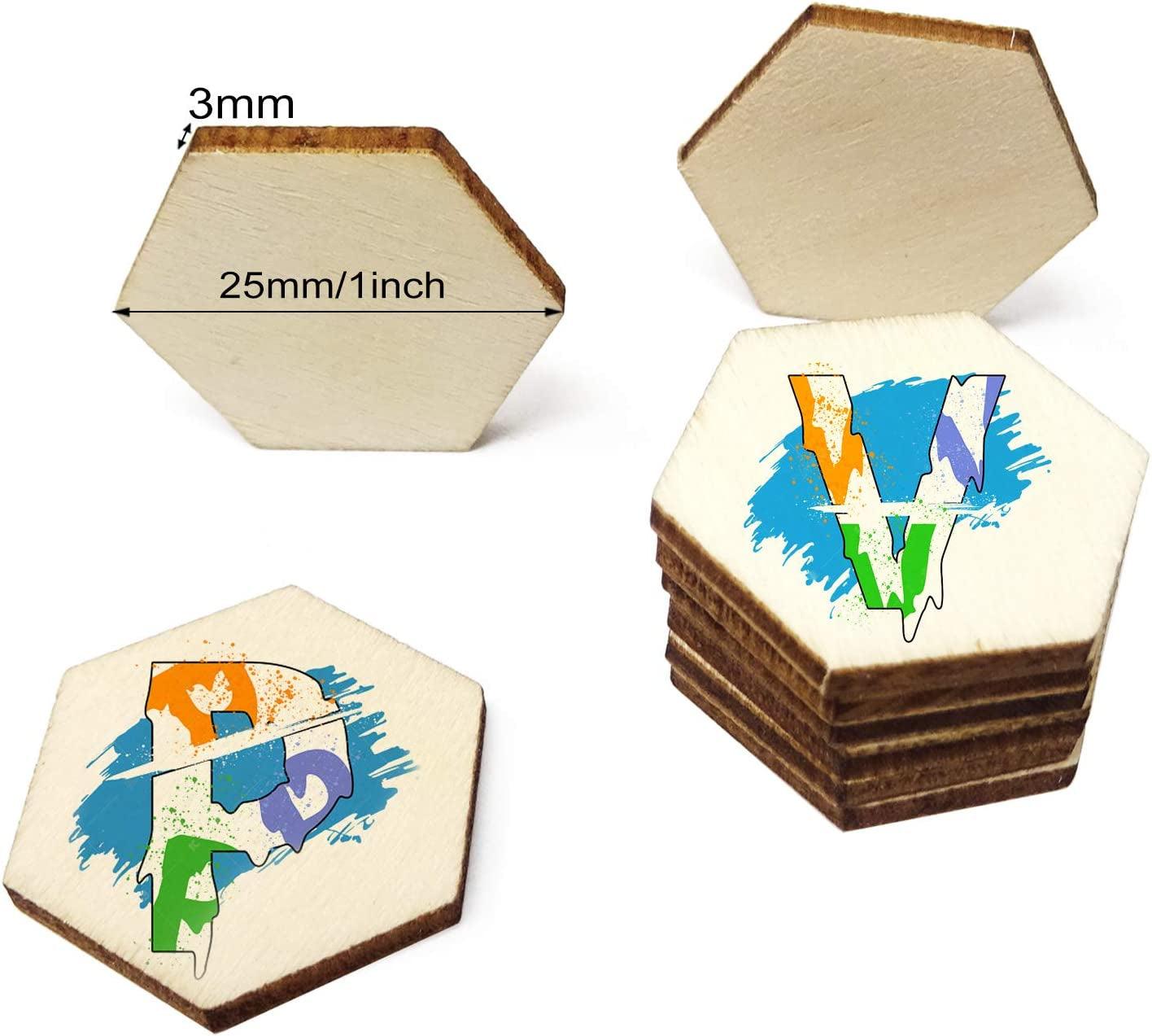 100pcs 30mm Hexagon Wood Chip Unfinished Wood Cutout Wood Slices Ornaments  Wood Pieces for Wooden Craft DIY Projects, Gift Tags,Painting, Writing