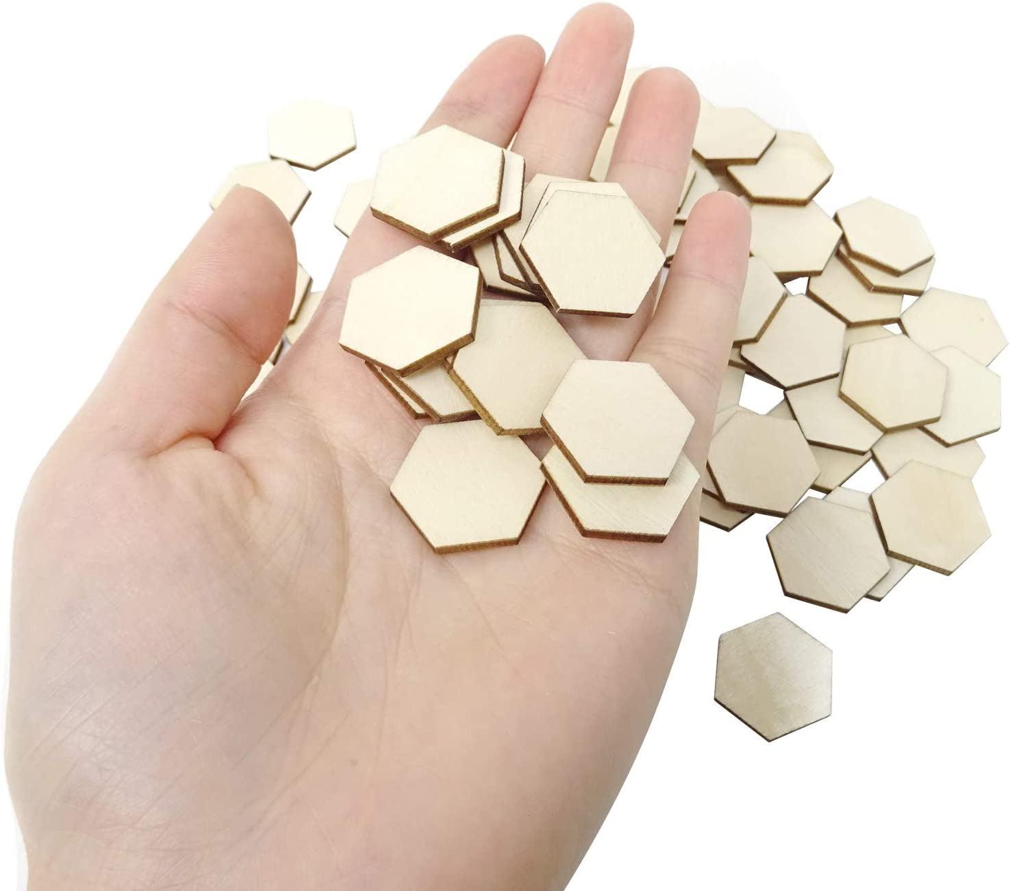 100 Pack Unfinished Wood Hexagon Pieces for DIY Crafts, 2.5mm Wood Slice  Cutouts (2x2 Inches) 