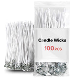 100PCS Candle Wicks for Candle Making - MAQIHAN mechas para velas 6 Inch White Candle Wick Thick Cotton Candle Wicks Soy Wax Beewax Candle Making DIY Candle String pabilos MAQIHAN