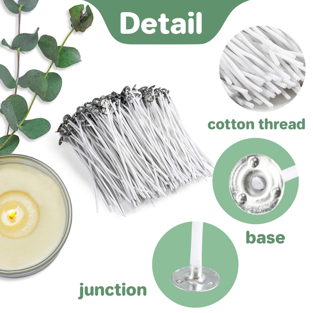 100PCS Candle Wicks for Candle Making - MAQIHAN mechas para velas 6 Inch White Candle Wick Thick Cotton Candle Wicks Soy Wax Beewax Candle Making DIY Candle String pabilos MAQIHAN