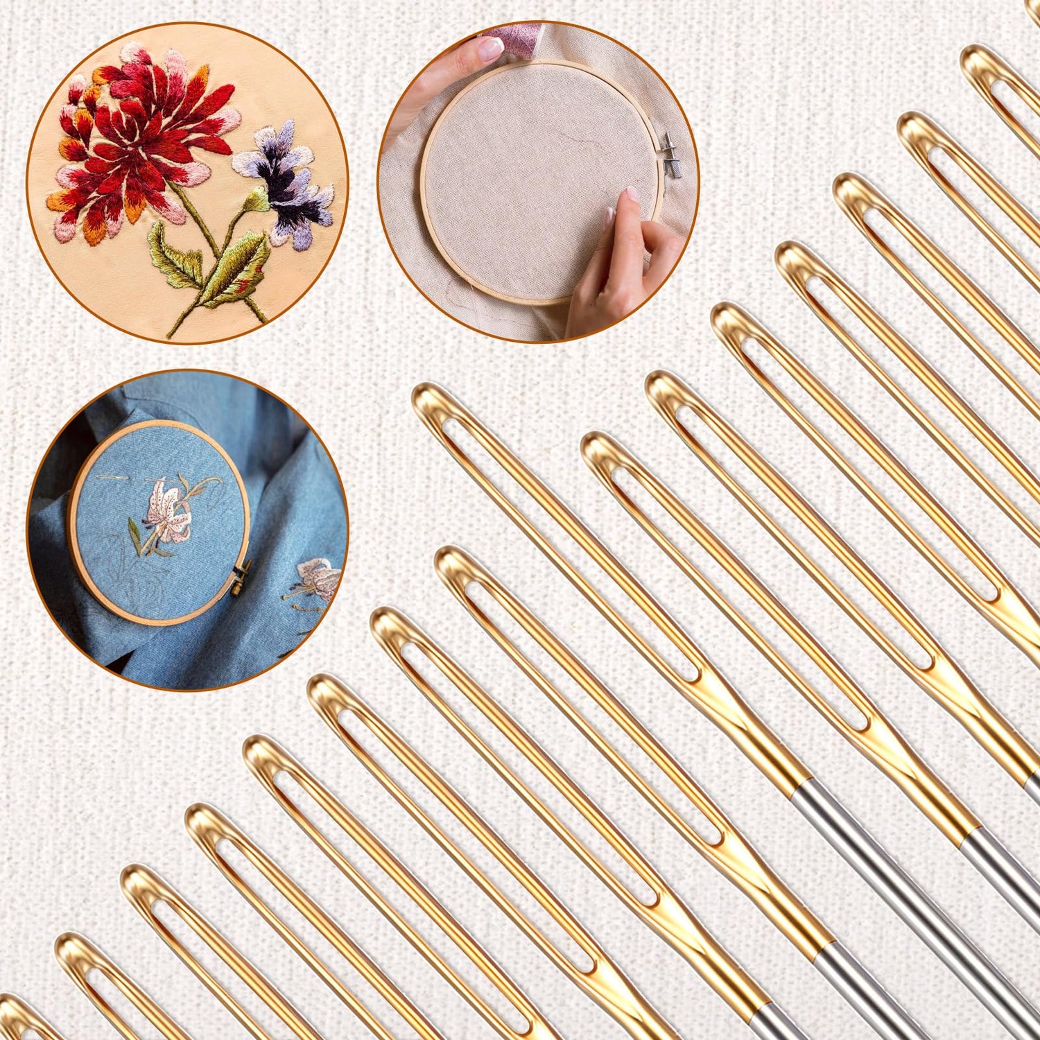 100pcs Cross Stitch Needles +2 Needle Threader Golden Color Large Eyes Cross Stitch DIY Embroidery Hand Needles Large Eyes Cross Stitch DIY Embroidery Hand Needles Sewing Needles in Transparent Box EupHHonycs