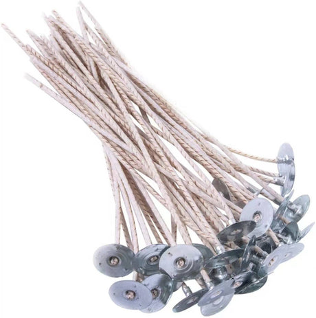 100pcs ECO Wicks for Soy Candles, 6 inch Pre-Waxed Candle Wick for Candle Making,Thick Candle Wick with Base GSXRB