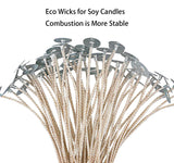 100pcs ECO Wicks for Soy Candles, 6 inch Pre-Waxed Candle Wick for Candle Making,Thick Candle Wick with Base GSXRB