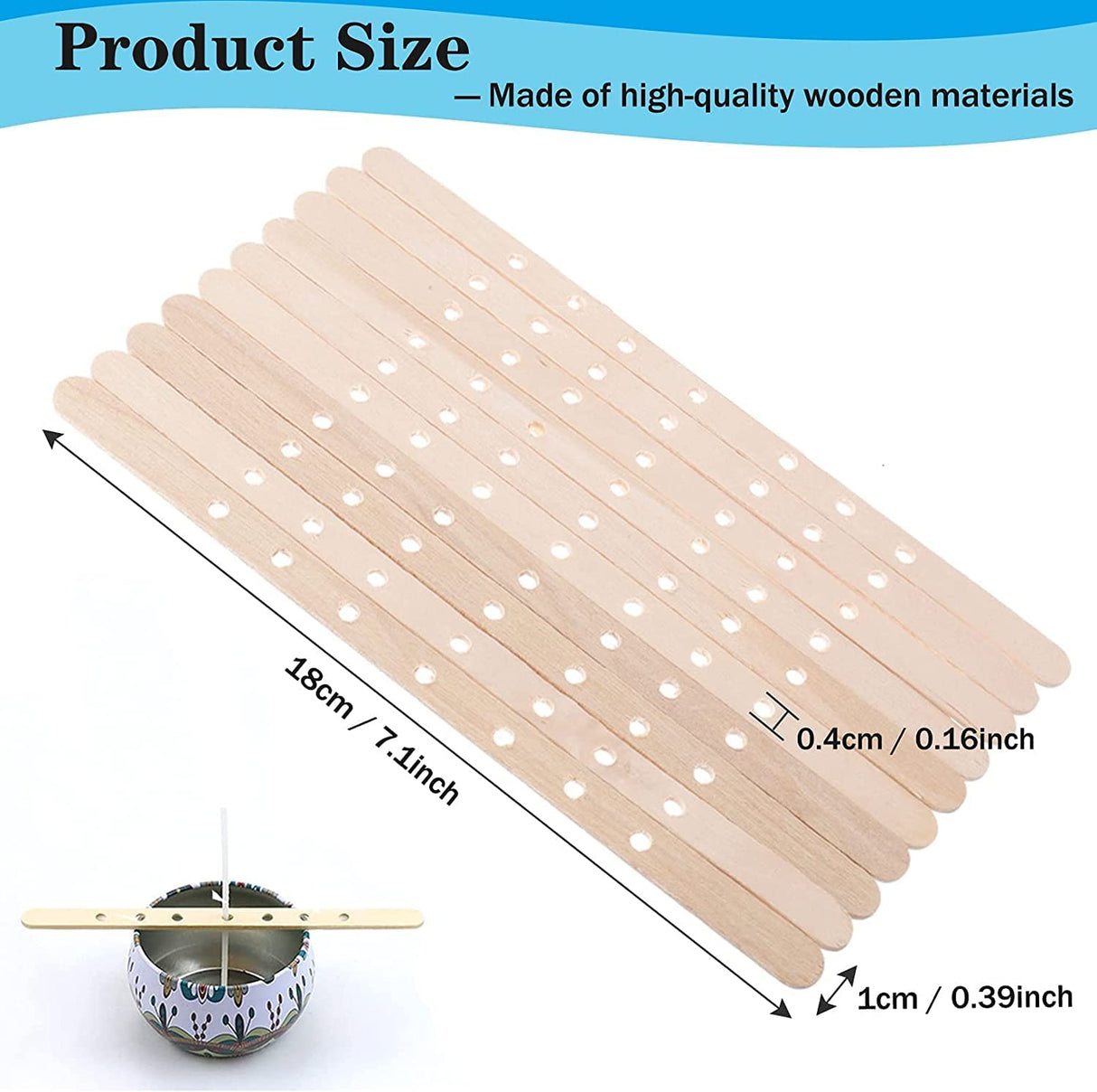 100pcs Wooden Candle Wick Holders - 3 Wick Candle Holders, Candle Making Wick Centering Tool with 7 Holes GSXRB
