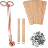 100pcs Wooden Candle Wicks 5.1 x 0.5 Inch, Smokeless Cherry Wood Wicks with Metal Clips, Includes Wick Trimmer, Perfect for Candle Making Kit and Soy Wax Candlemaking Bacofa