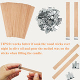 100pcs Wooden Candle Wicks 5.1 x 0.5 Inch, Smokeless Cherry Wood Wicks with Metal Clips, Includes Wick Trimmer, Perfect for Candle Making Kit and Soy Wax Candlemaking Bacofa