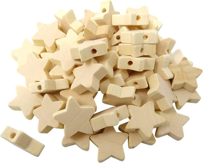 100PCS Wooden Spacer Beads Unfinished Star Heart Shape Wood Loose Beads with Hole for Crafts DIY Jewelry Making (20Mm) - WoodArtSupply