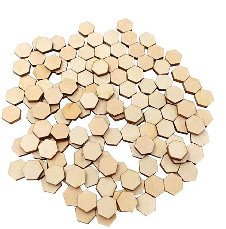 100pcs 10mm Hexagon Wood Chip Unfinished Wood Cutout Wood Slices Ornaments Wood Pieces for Wooden Craft DIY Projects, Gift Tags,Painting, Writing, esowemsn