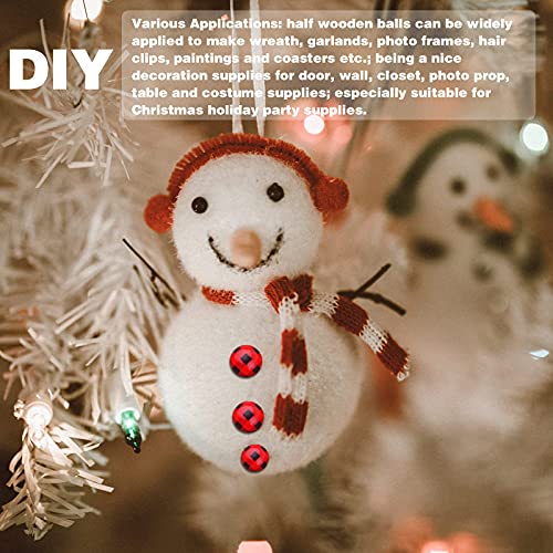 100pcs 15 mm Half Wooden Balls Plaid Wood Beads Mini Hemisphere Wood Craft Balls Natural Rustic Unfinished Split Farmhouse Wooden Beads for DIY Hmjpng