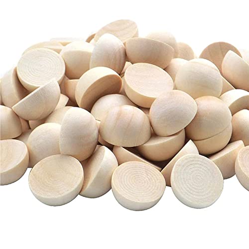 100pcs Half Wood Balls 1 Inch Diameter Unfinished Natural Mini Half Ball Split Wood Balls for DIY Projects, Kids Arts and Craft Supplies - WoodArtSupply