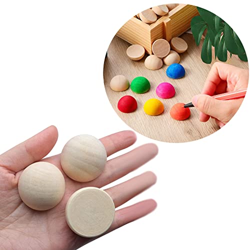100pcs Half Wood Balls 1 Inch Diameter Unfinished Natural Mini Half Ball Split Wood Balls for DIY Projects, Kids Arts and Craft Supplies hesmartly