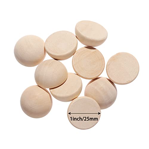 100pcs Half Wood Balls 1 Inch Diameter Unfinished Natural Mini Half Ball Split Wood Balls for DIY Projects, Kids Arts and Craft Supplies hesmartly