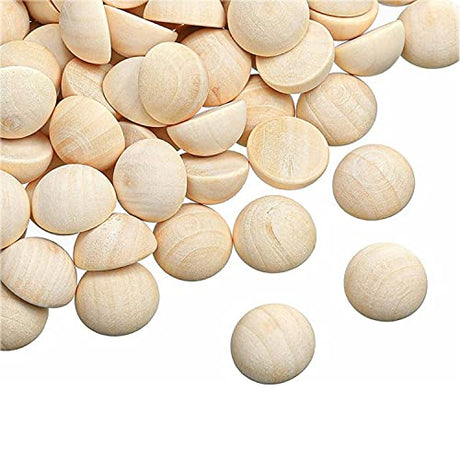 100pcs Half Wood Balls Unfinished Natural Half Ball Split Wood Balls for DIY Projects, Kids Arts and Craft Supplies (15mm) hesmartly