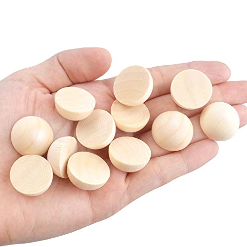 100pcs Half Wood Balls Unfinished Natural Half Ball Split Wood Balls for DIY Projects, Kids Arts and Craft Supplies (20mm) hesmartly