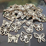 100pcs Mini Butterfly Shaped Wood DIY Craft Cutout Wooden Slices Embellishments Gift Unfinished Wood Ornaments Home Decoration Creaides
