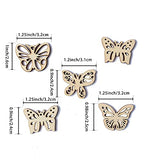 100pcs Mini Butterfly Shaped Wood DIY Craft Cutout Wooden Slices Embellishments Gift Unfinished Wood Ornaments Home Decoration Creaides