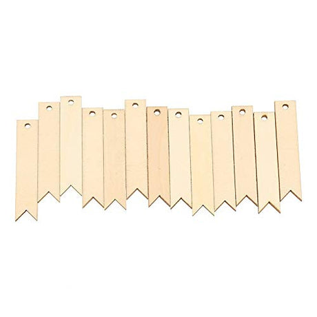 100pcs Rectangle Unfinished Wooden Card Sign, Wood Card Nature Blank Hanging Gift Tags with Hole 2.6 * 0.5inch for Wall Wedding Party Decoration Walfront