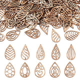100pcs Unfinished Hollow Drop Wood Cutouts Blank Filigree Teardrop Wooden Pieces Earring Pendants for DIY Jewelry Crafts Making EEE ELECRELIVE