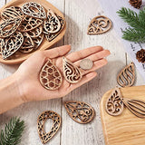 100pcs Unfinished Hollow Drop Wood Cutouts Blank Filigree Teardrop Wooden Pieces Earring Pendants for DIY Jewelry Crafts Making EEE ELECRELIVE