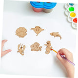 100pcs Unfinished Wooden Ocean Sea Animal Life Cutouts Blanks Whale Ocean Crafting Home Wooden Life Craft Art Project for Ornament Crafts Abaodam