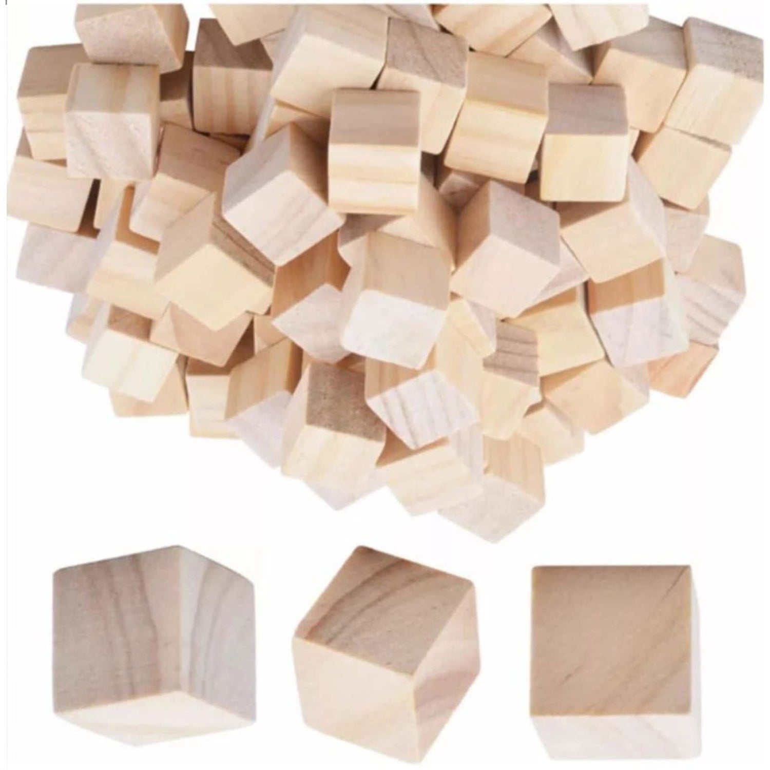 100pcs Wooden Cubes, Square Wood Blocks Unfinished Wood Pieces for DIY Crafts, Puzzle Making, 2cm HERCHR