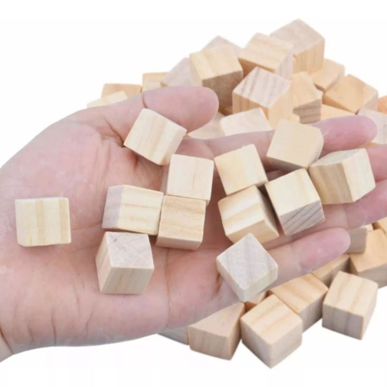 100pcs Wooden Cubes, Square Wood Blocks Unfinished Wood Pieces for DIY Crafts, Puzzle Making, 2cm HERCHR