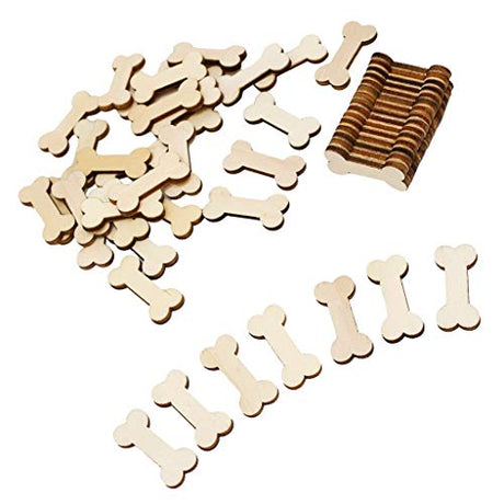 100pcs Wooden Dog Bones Plain Unfinished Wood Craft Ready to Paint or Decorate Best for Tags,Earrings,Wedding,Family Birthday Calendar,Plaque,Jewelry esowemsn