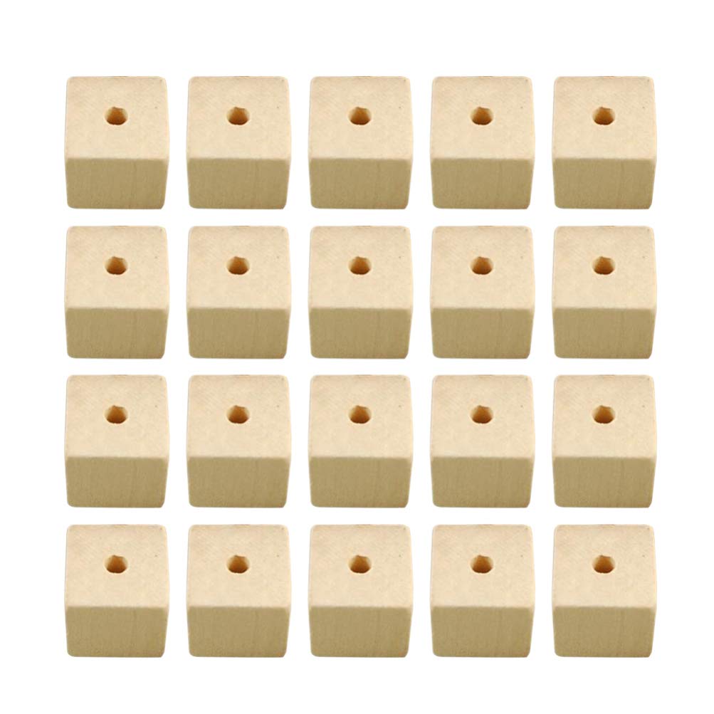 100pcs Wooden Square Beads Natural Blank Wood Cubes with Holes for Jewelry Necklace Creations, Crafts and DIY Projects（12 * 12MM） SUPVOX