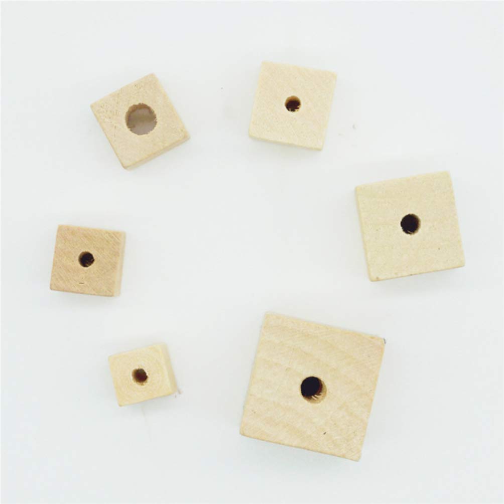 100pcs Wooden Square Beads Natural Blank Wood Cubes with Holes for Jewelry Necklace Creations, Crafts and DIY Projects（12 * 12MM） SUPVOX