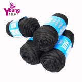 100% Brazilian Wool Hair Acrylic Yarn for African Braids/Senegalese Twist/Faux Locs/Wraps with Crochet Hook(4 Roll, Natural Black) Youngther