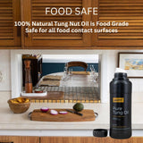 100% Pure Tung Oil, Food Safe (2) Countertops, Cutting Boards, Woodturning, Toys. Natural Wood Sealer for Indoor Floors Furniture. Waterproofing Outside Furniture, Garden Beds, Decks. Double Pack Woodcut Tools