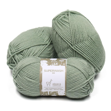 100% Pure Wool Yarn Superwash Set of 3 Skeins (150 Grams) DK Weight - Sourced Directly from Peru - Heavenly Soft and Perfect for Knitting and Crocheting (Sage Green) Alpaca Warehouse