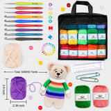 103 PCS Crochet Kit with Crochet Hooks Yarn Set, Premium Bundle Includes 1650 Yards Acrylic Yarn Skeins Balls, Needles, Accessories, Bag, Ideal Starter Pack for Kids Adults Beginner Professionals INSCRAFT