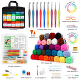 103 PCS Crochet Kit with Crochet Hooks Yarn Set, Premium Bundle Includes 1650 Yards Acrylic Yarn Skeins Balls, Needles, Accessories, Bag, Ideal Starter Pack for Kids Adults Beginner Professionals INSCRAFT