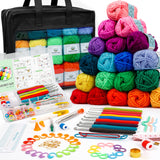 103 PCS Crochet Kit with Crochet Hooks Yarn Set, Premium Bundle Includes 1650 Yards Acrylic Yarn Skeins Balls, Needles, Accessories, Bag, Ideal Starter Pack for Kids Adults Beginner Professionals INSCRAFT