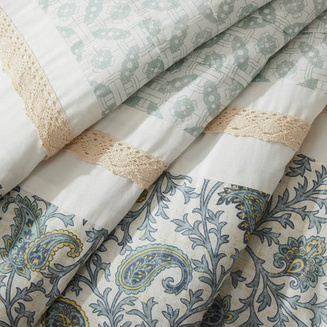 9 Piece Cotton Percale Comforter Set Aqua HouseOfZazla